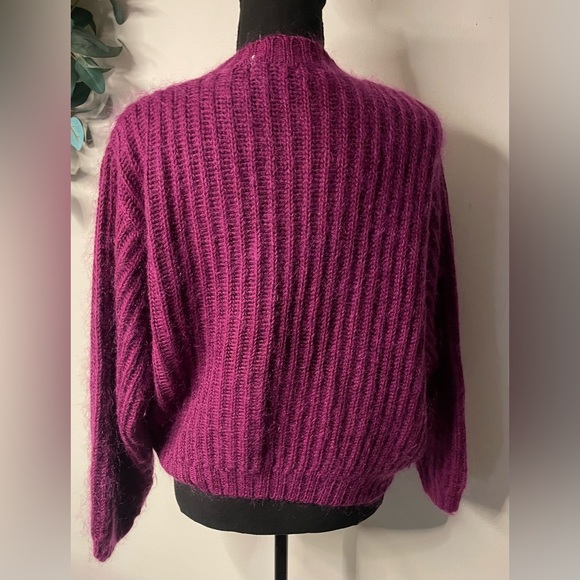 Vintage L.L. Bean Mohair Blend Cardigan Sweater Womens Small purple - Picture 4 of 10